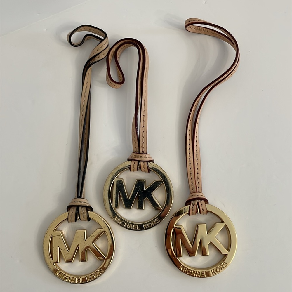 Michael Kors MK Monogram Hang Tag Charm Fob Set of 3